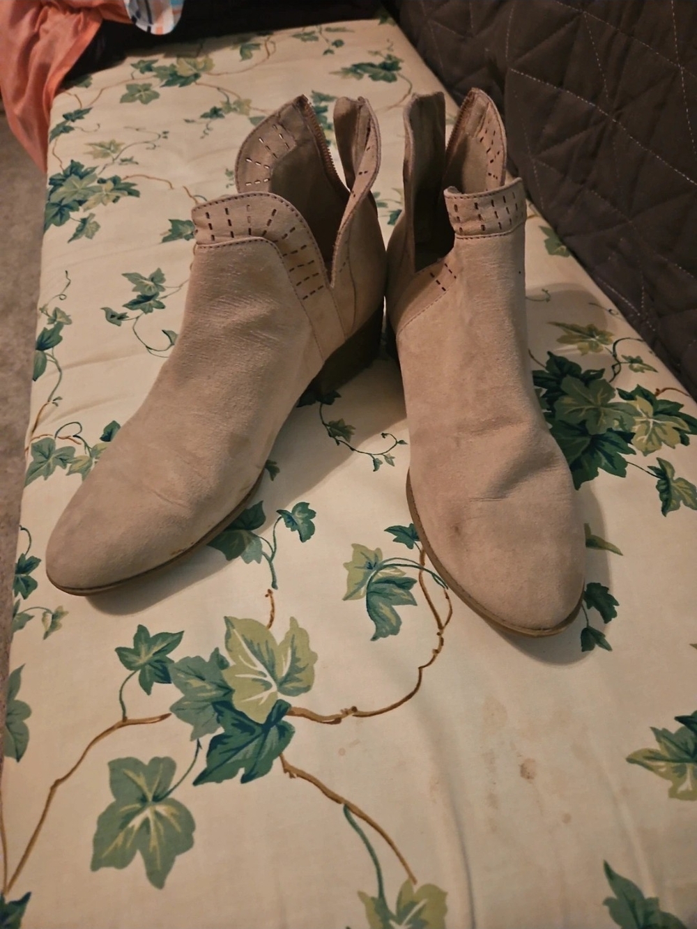 2 Pair Suede Ankle Booties in Light Taupe And Navy